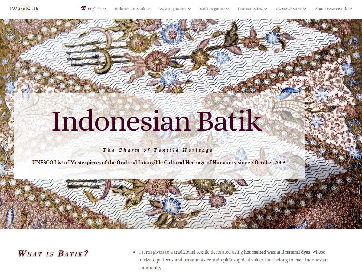 Indonesian Batik Heritage and Rural Tourism. The case of iWareBatik website and mobile app.